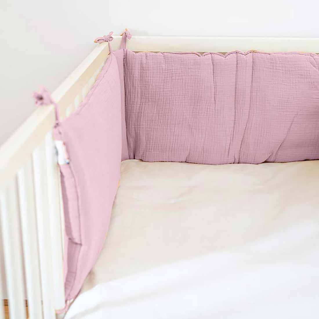 Organic Cotton Cot Bumper - Pink - Little Sprouts & Co. - Bedding Essentials - [product tags]