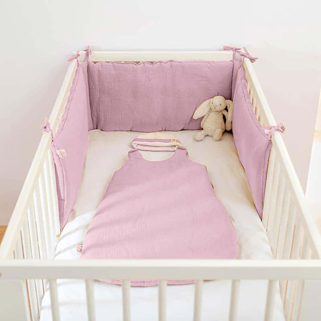 Organic Cotton Cot Bumper - Pink - Little Sprouts & Co. - Bedding Essentials - [product tags]